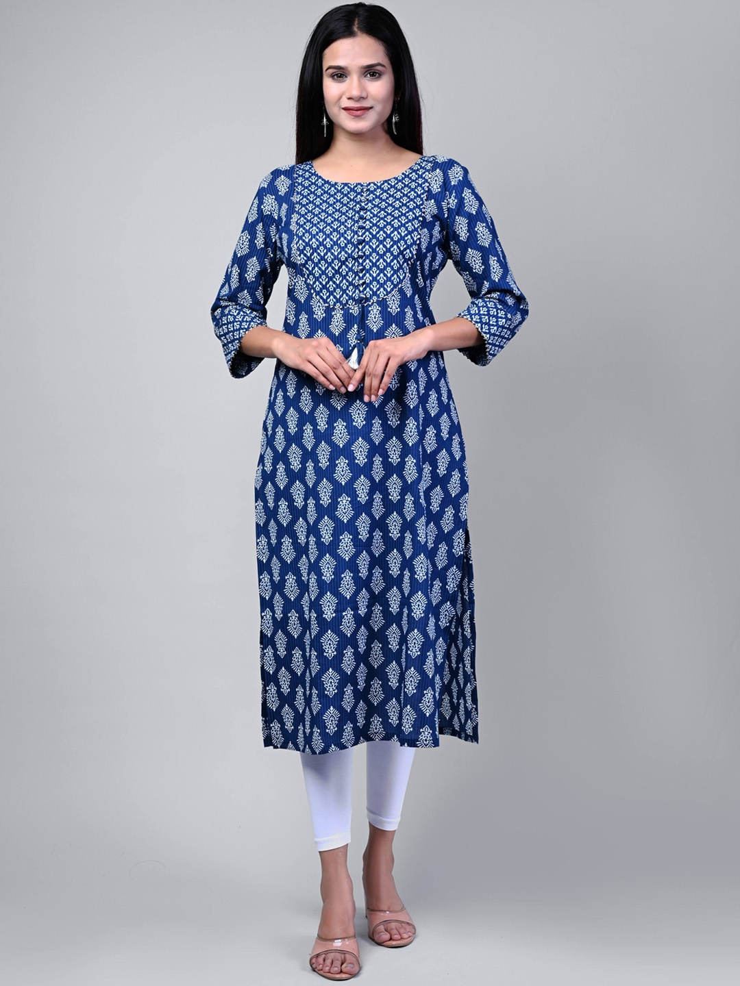 

Swasti Women Blue Ethnic Motifs Printed Floral Kurta