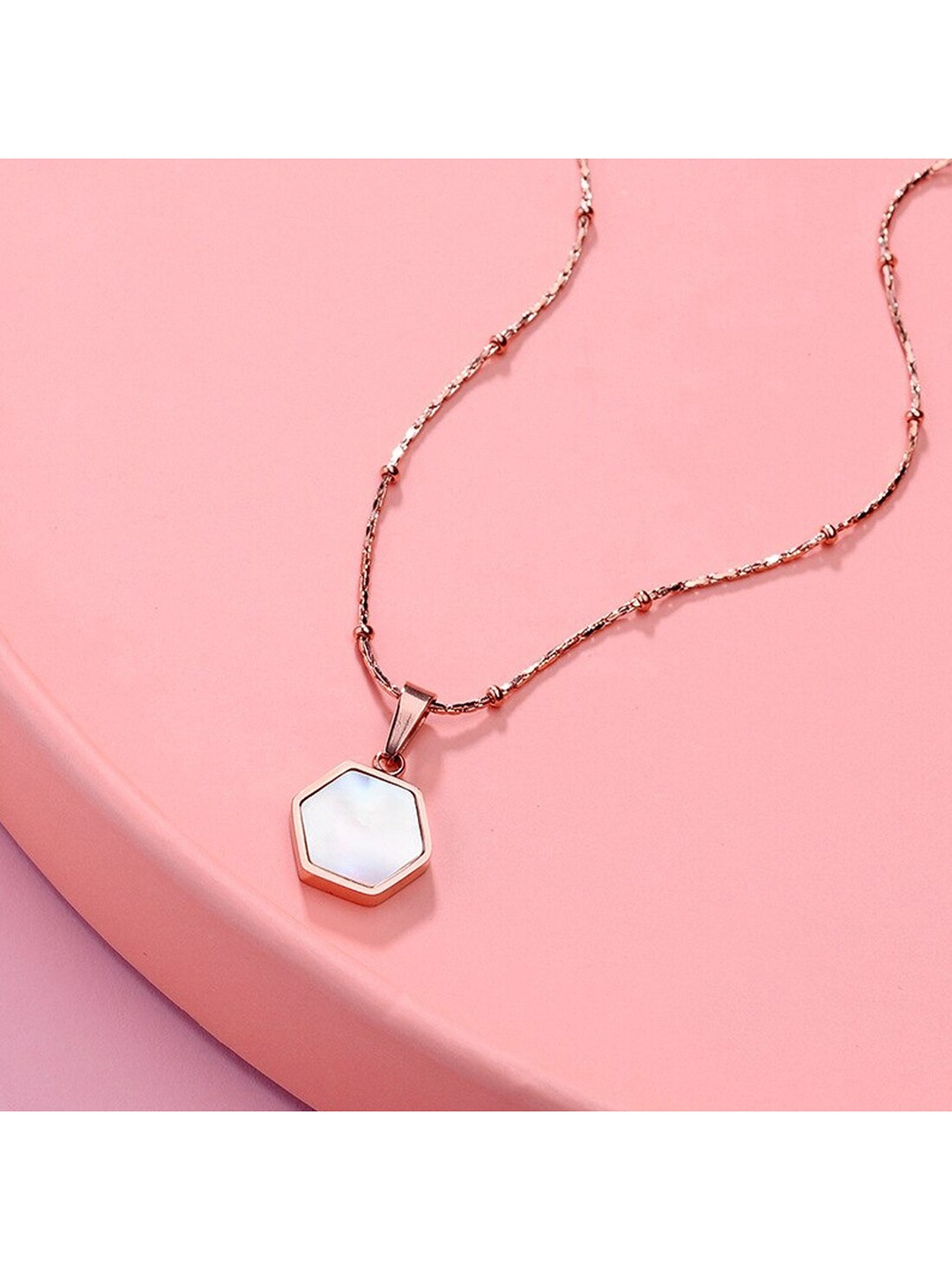 

Yellow Chimes Women Rose Gold-Plated Stainless Steel Enamelled Pendant