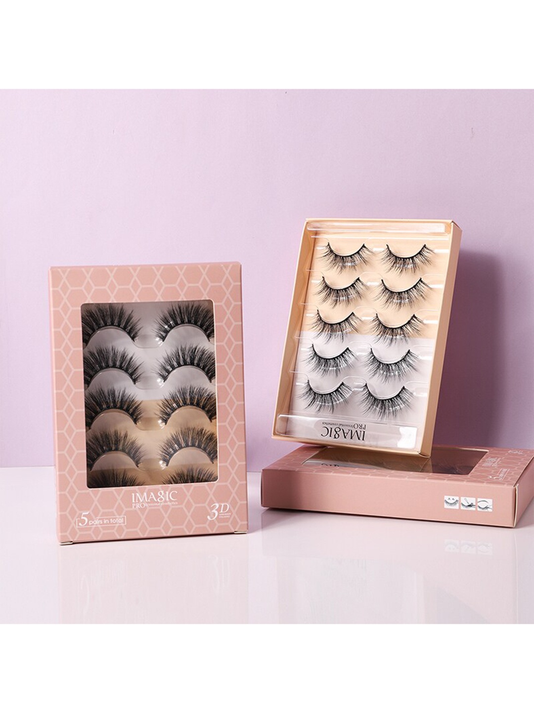 

IMAGIC Women Handmade 3D False Eyelash Kit - F03 5 Pairs, Black