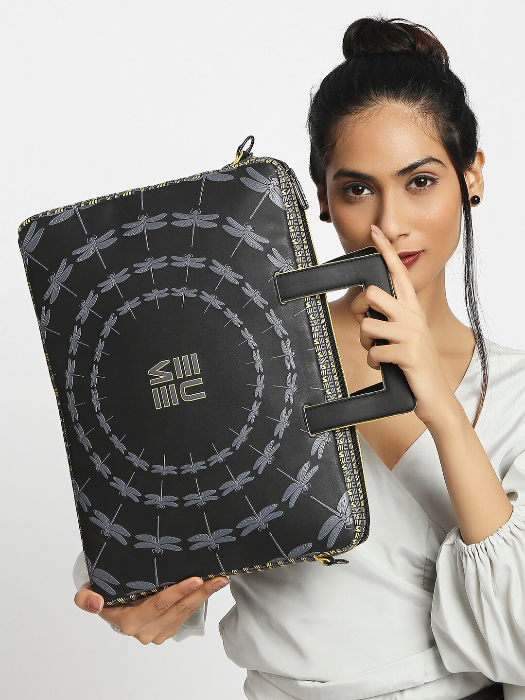 

EUME Unisex Black & Blue Textured Messenger Bag
