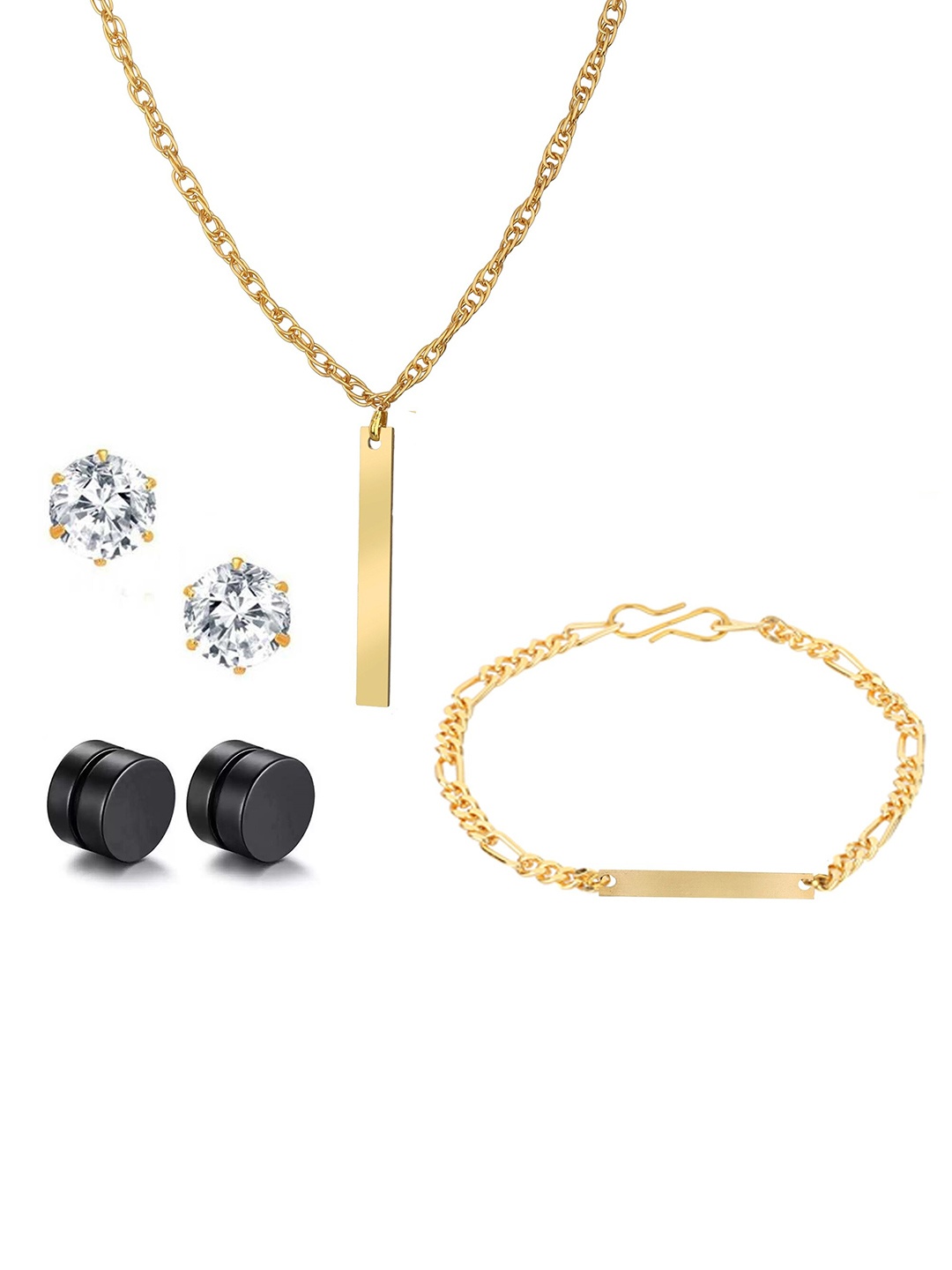 

Goldnera Men Gold-Toned & Black Brass Gold-Plated Chain