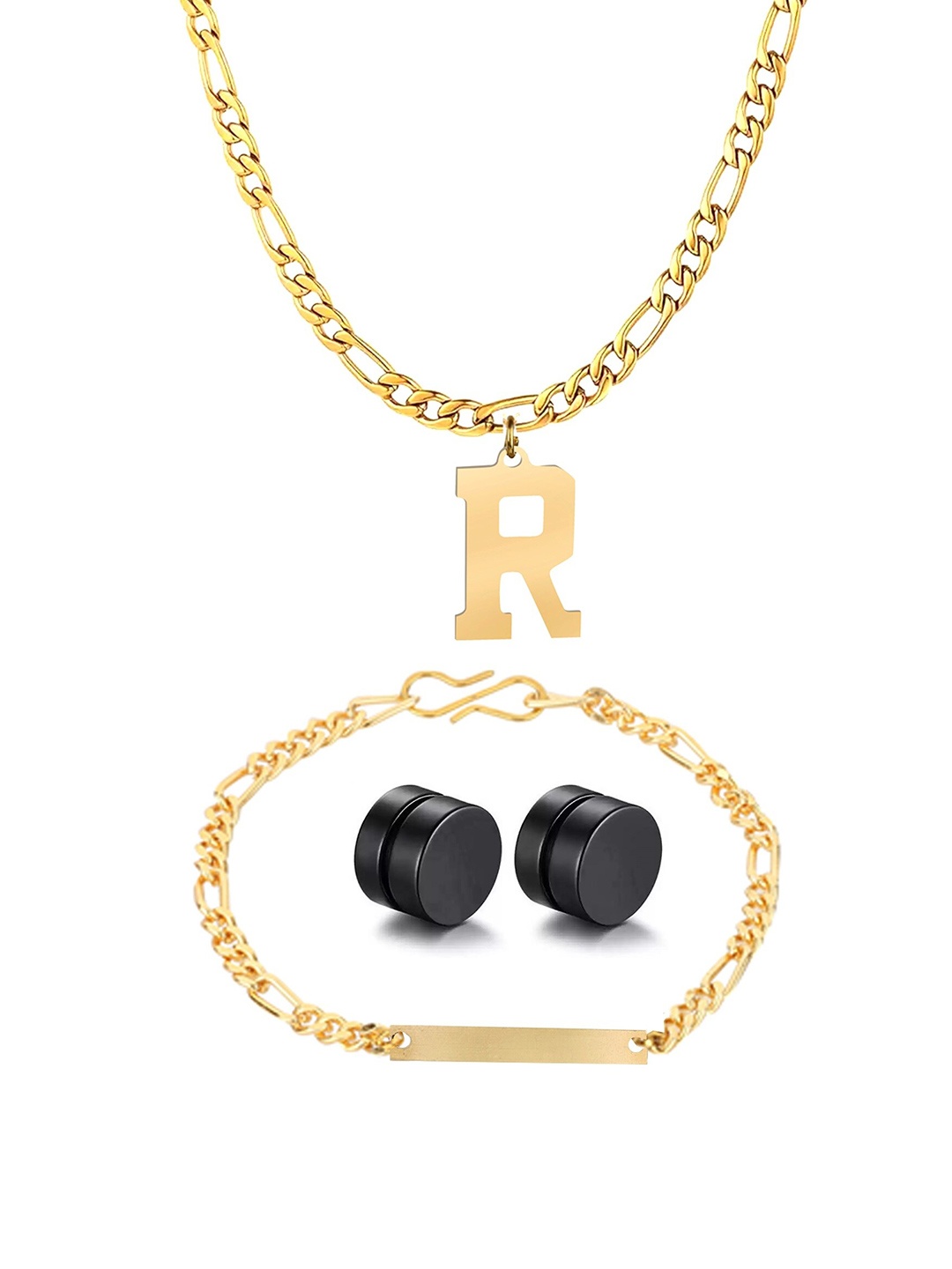 

Goldnera Men Gold-Toned & Black Brass Gold-Plated Chain