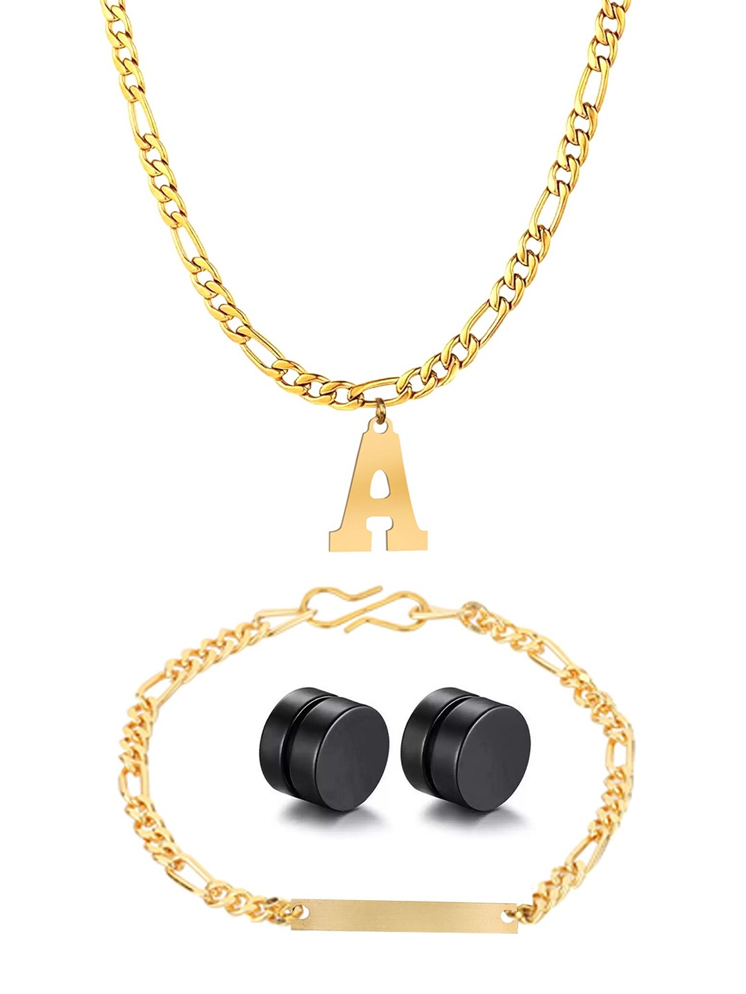 

Goldnera Men Gold-Toned & Black Brass Gold-Plated Chain