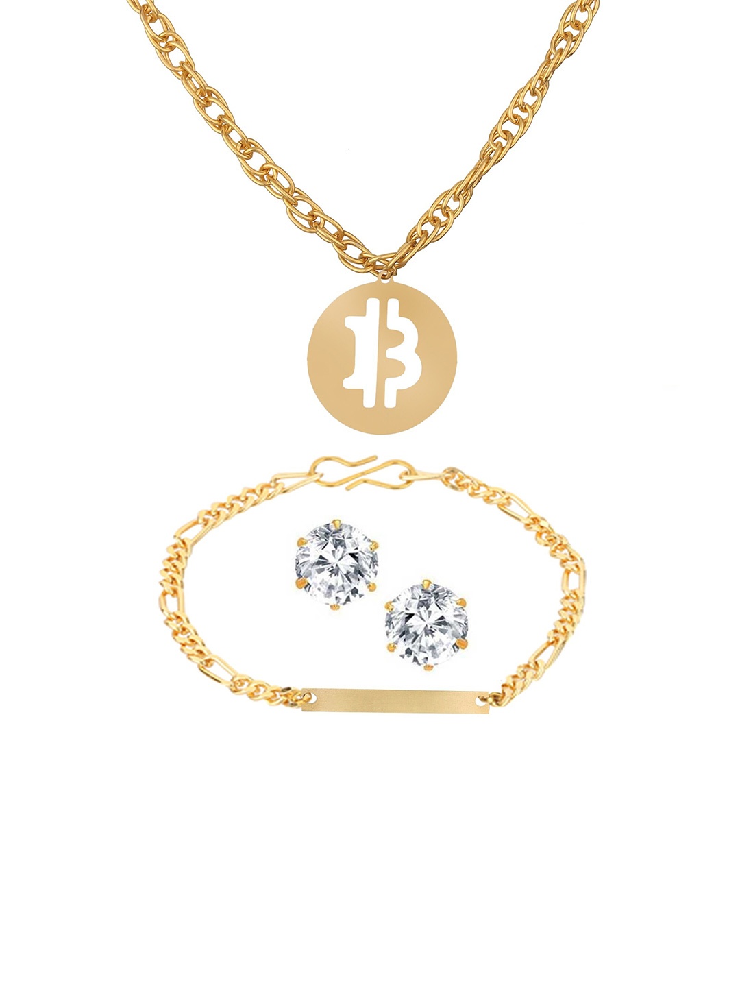 

Goldnera Men Gold-Toned & White Brass Gold-Plated Chain