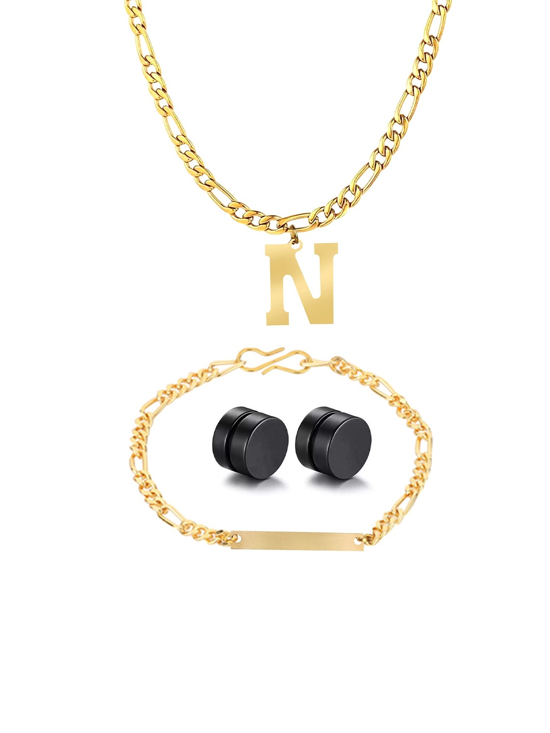 

Goldnera Men Gold-Toned & Black Brass Gold-Plated Chain