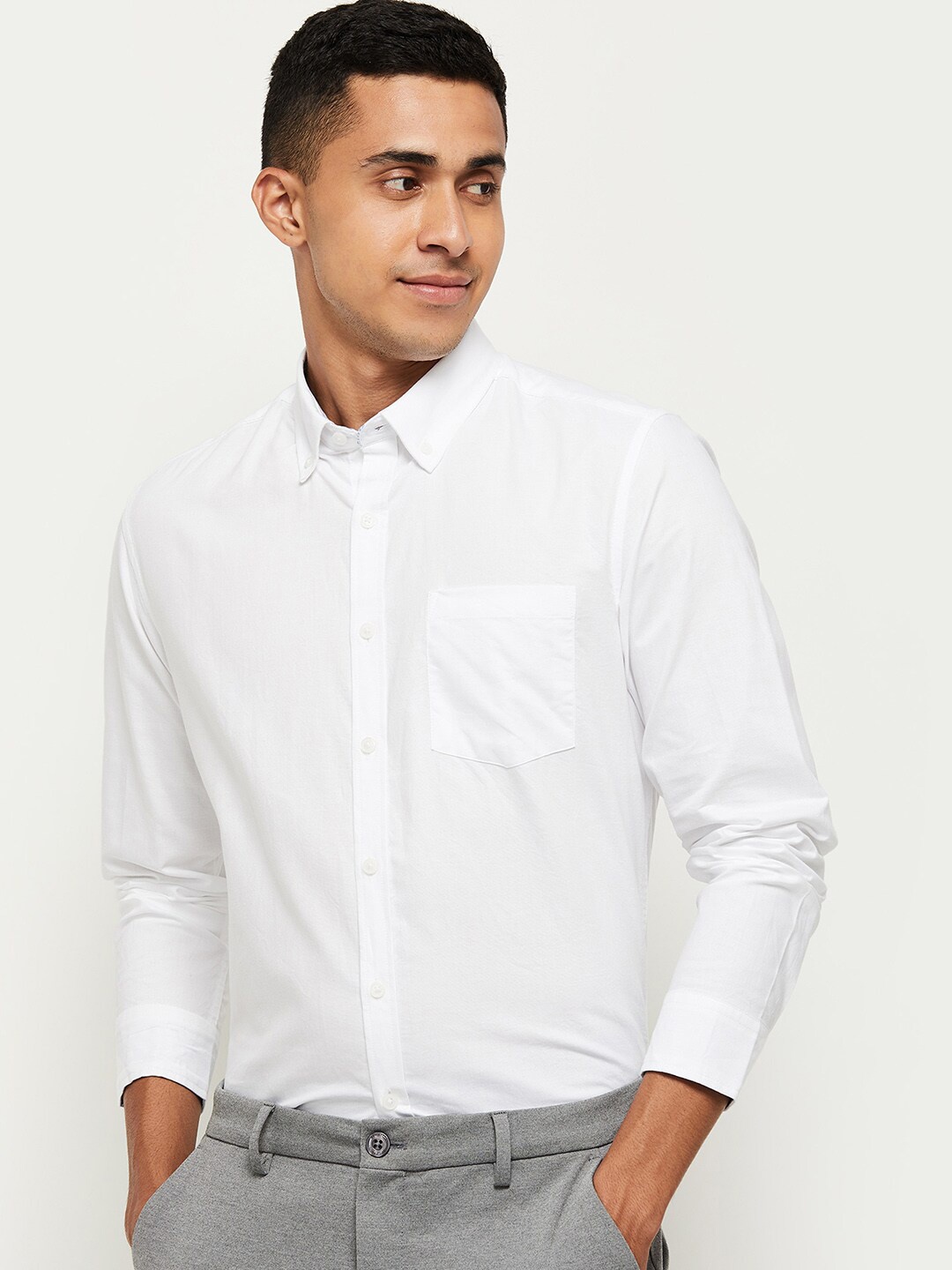 

max Men White Casual Shirt