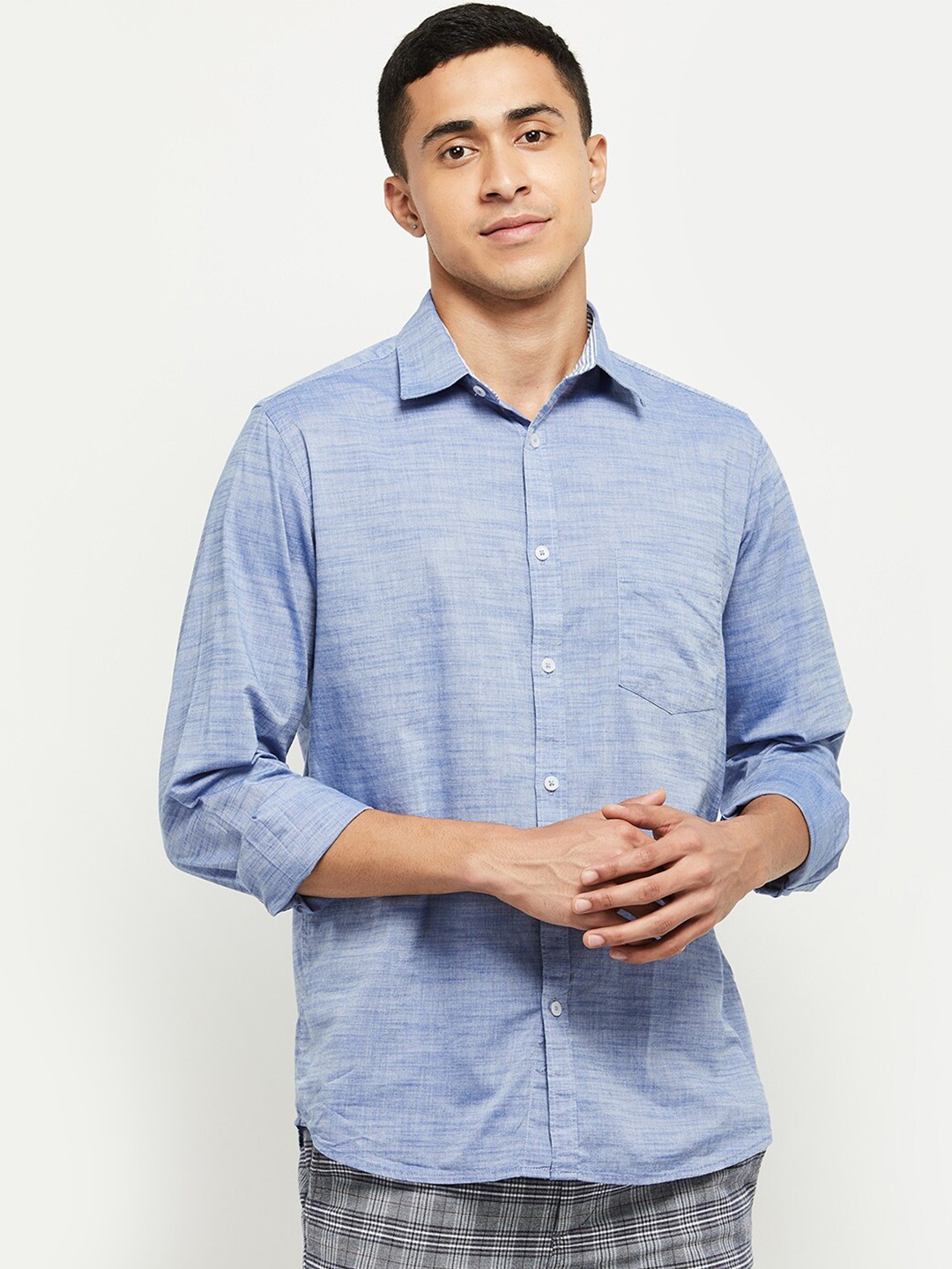 

max Men Blue Casual Shirt