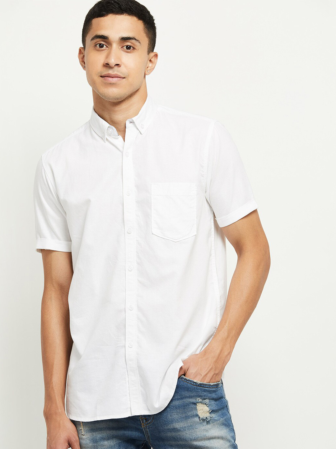 

max Men White Casual Shirt