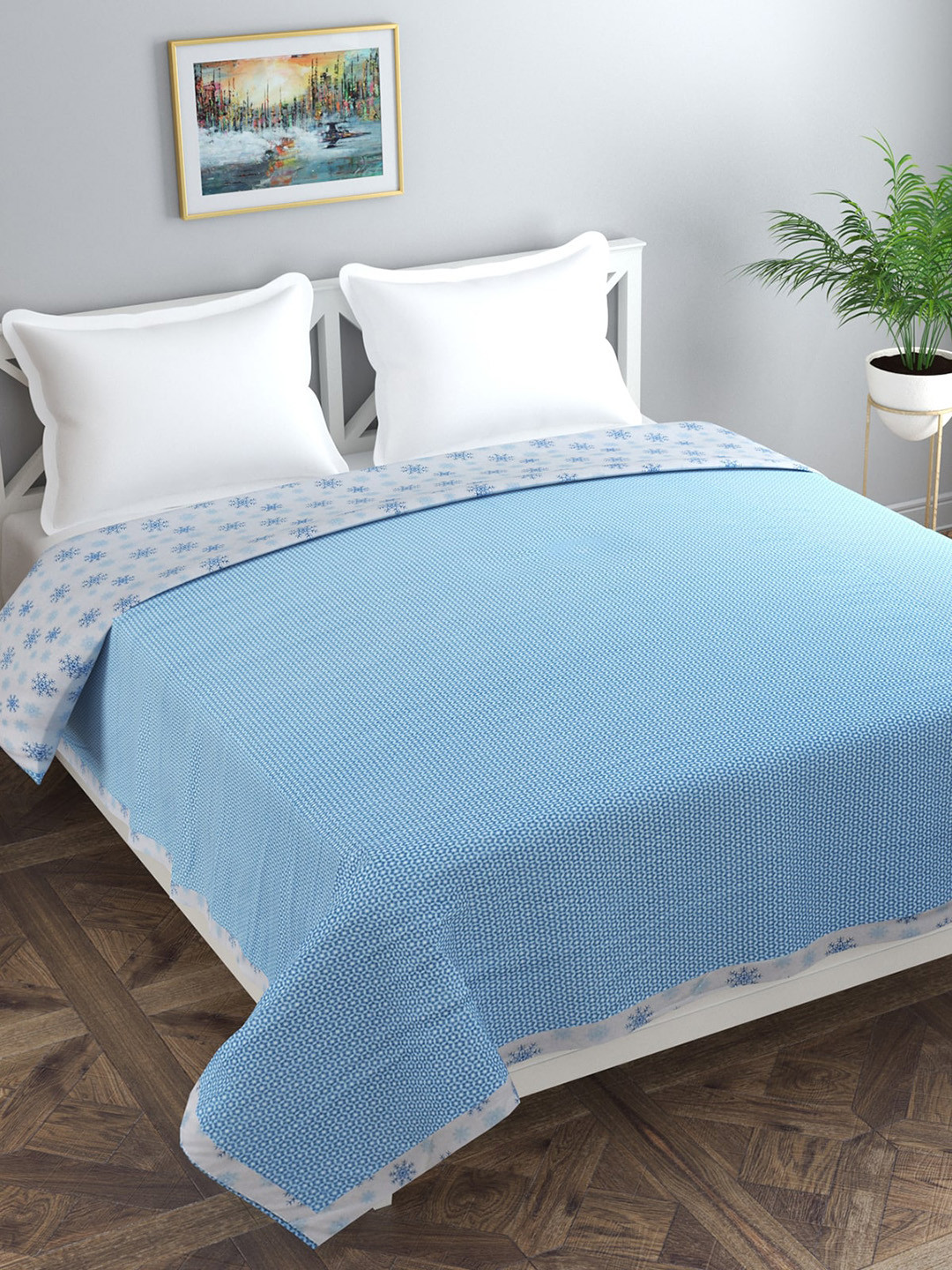 

Florida Blue & White Floral AC Room Double Bed Dohar