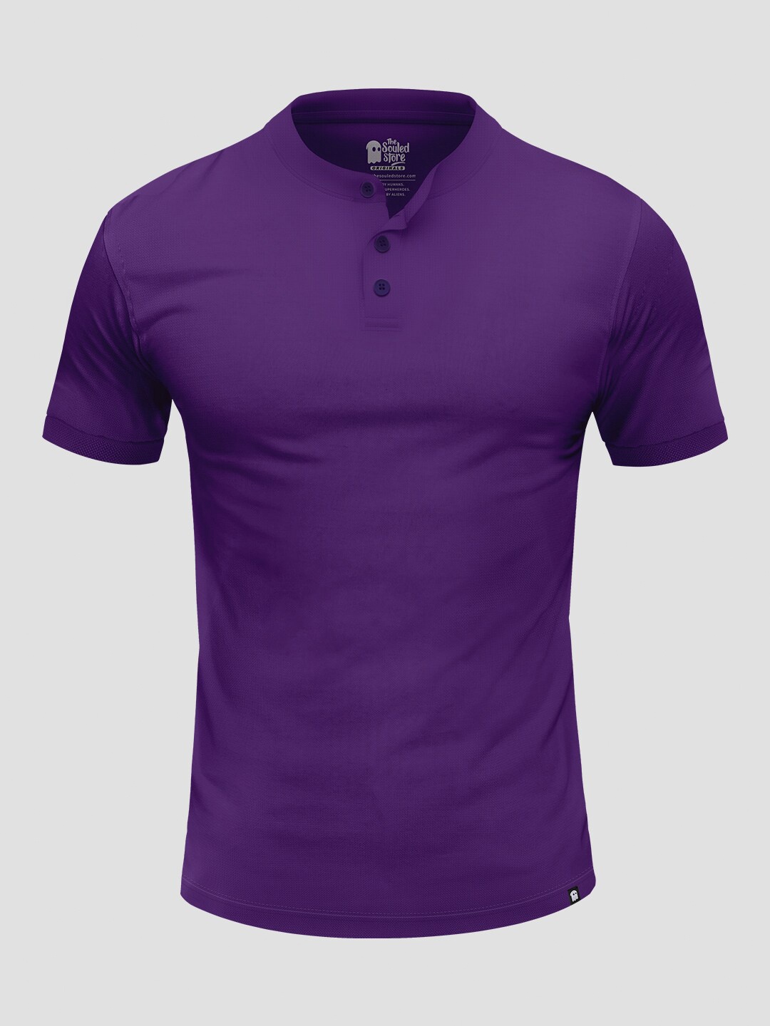 

The Souled Store Men Purple Solid Henley Neck T-shirt