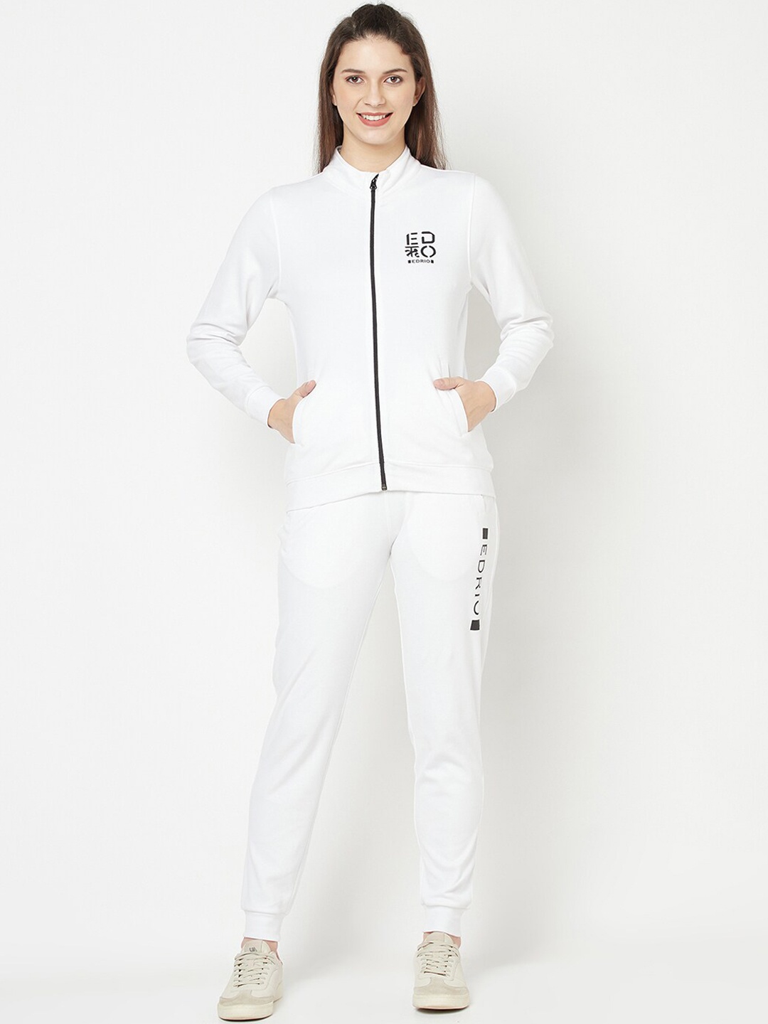 

EDRIO Women White Solid Cotton Tracksuits