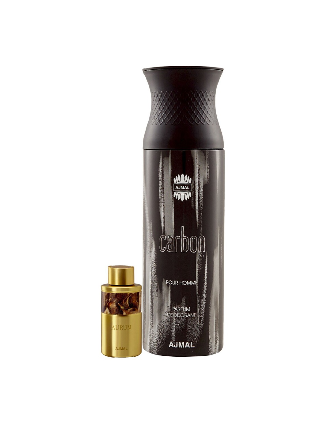 

Ajmal Set of Carbon Deodorant 200 ml & Aurum Body Mist 10 ml, Black