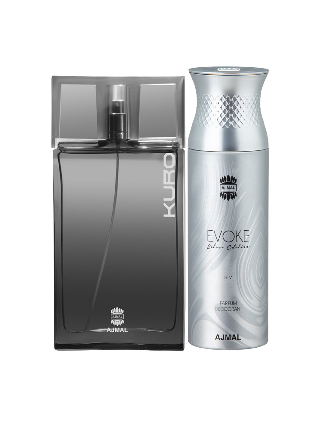 

Ajmal Set of Kuro Eau De Parfum 90 ml & Evoke Silver Edition Deodorant 200 ml, Black