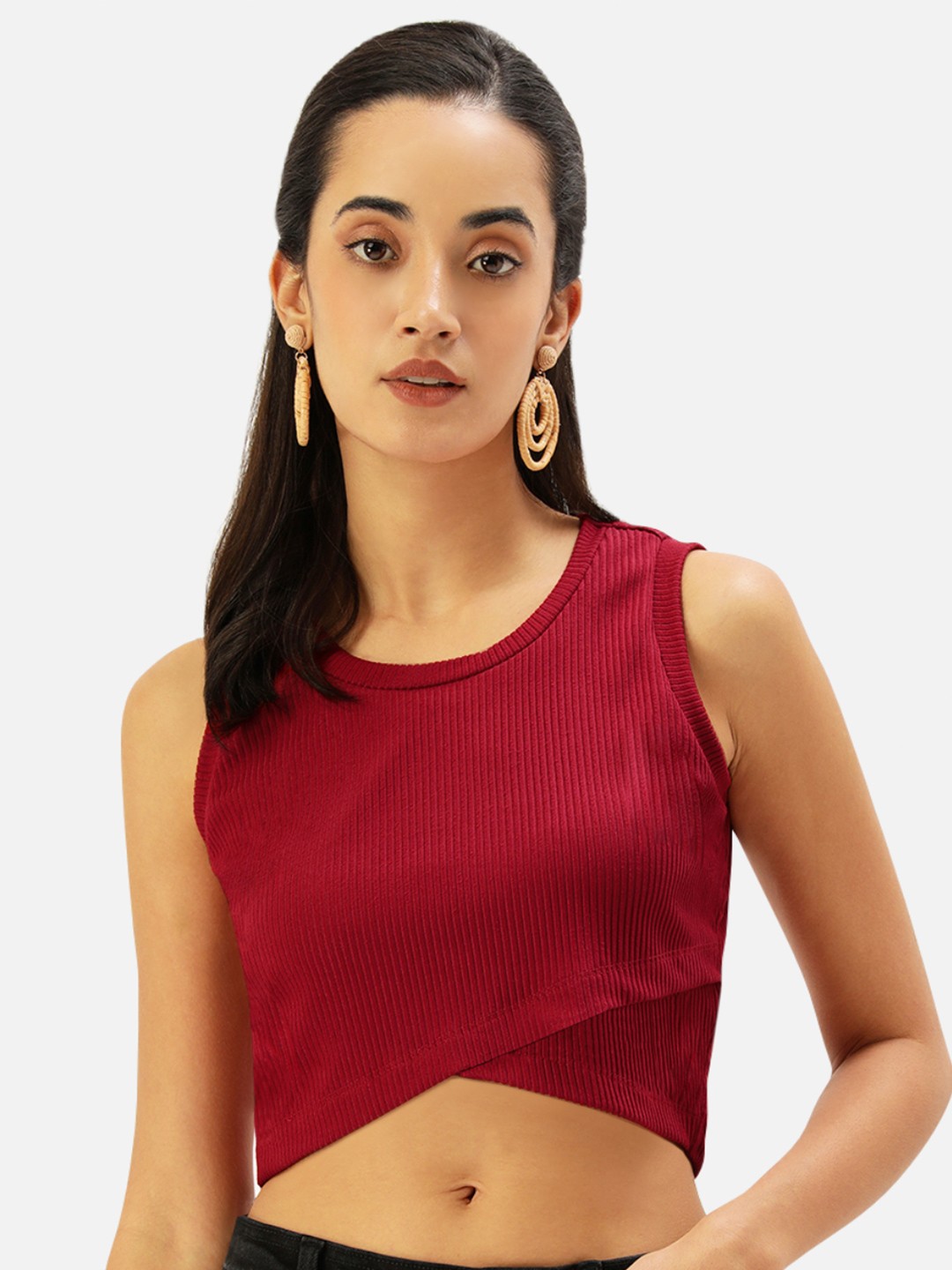 

Martini Red Layered Crop Top