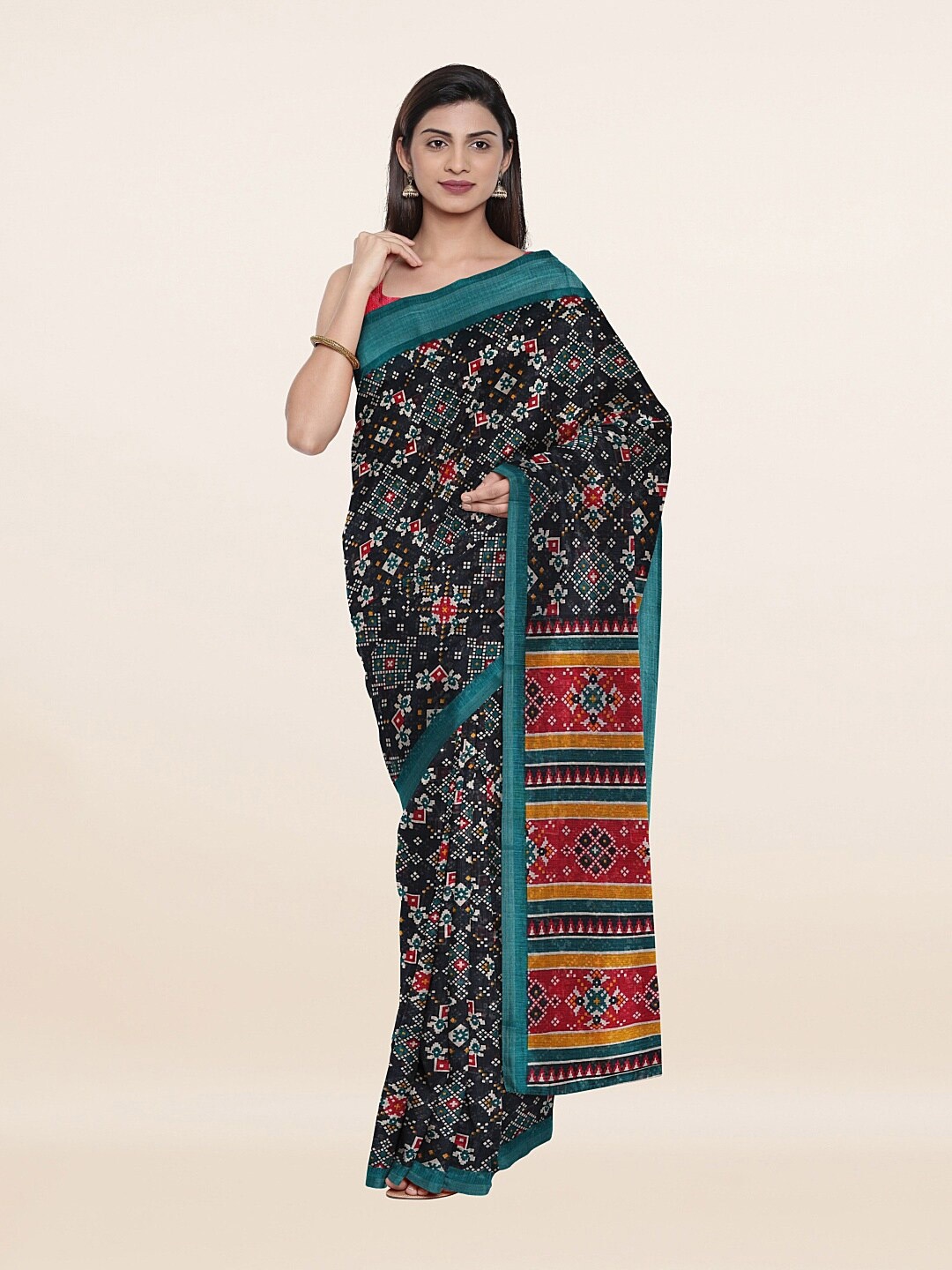 

Pothys Blue & Black Ethnic Motifs Saree