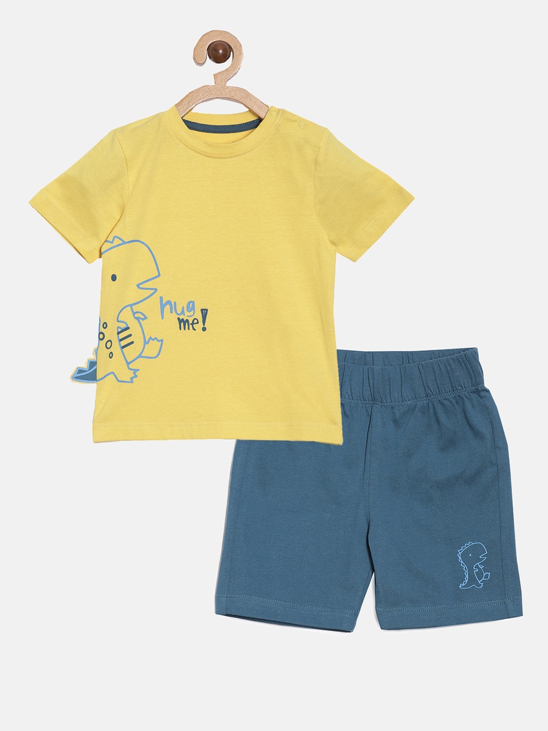 

Aomi Boys Yellow & Blue Printed T-shirt with Shorts