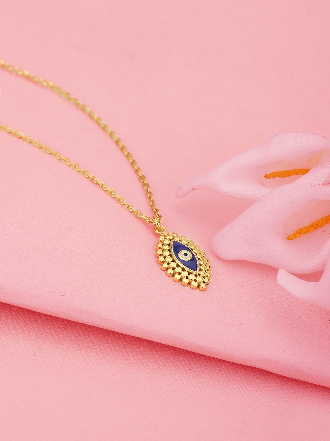 

Carlton London Gold-Toned & Navy Blue Brass Gold-Plated Enamelled Necklace