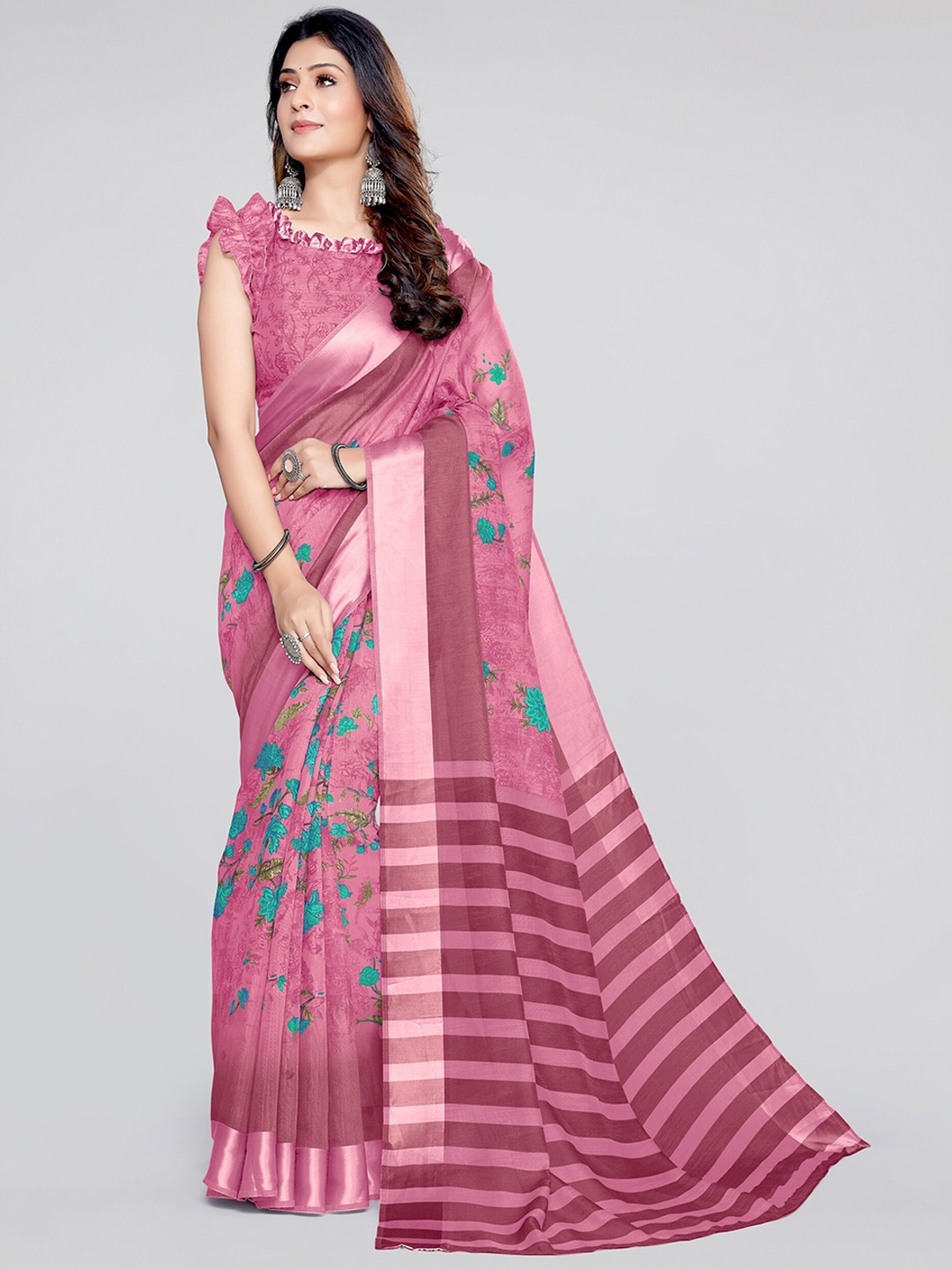

KALINI Purple Floral Saree