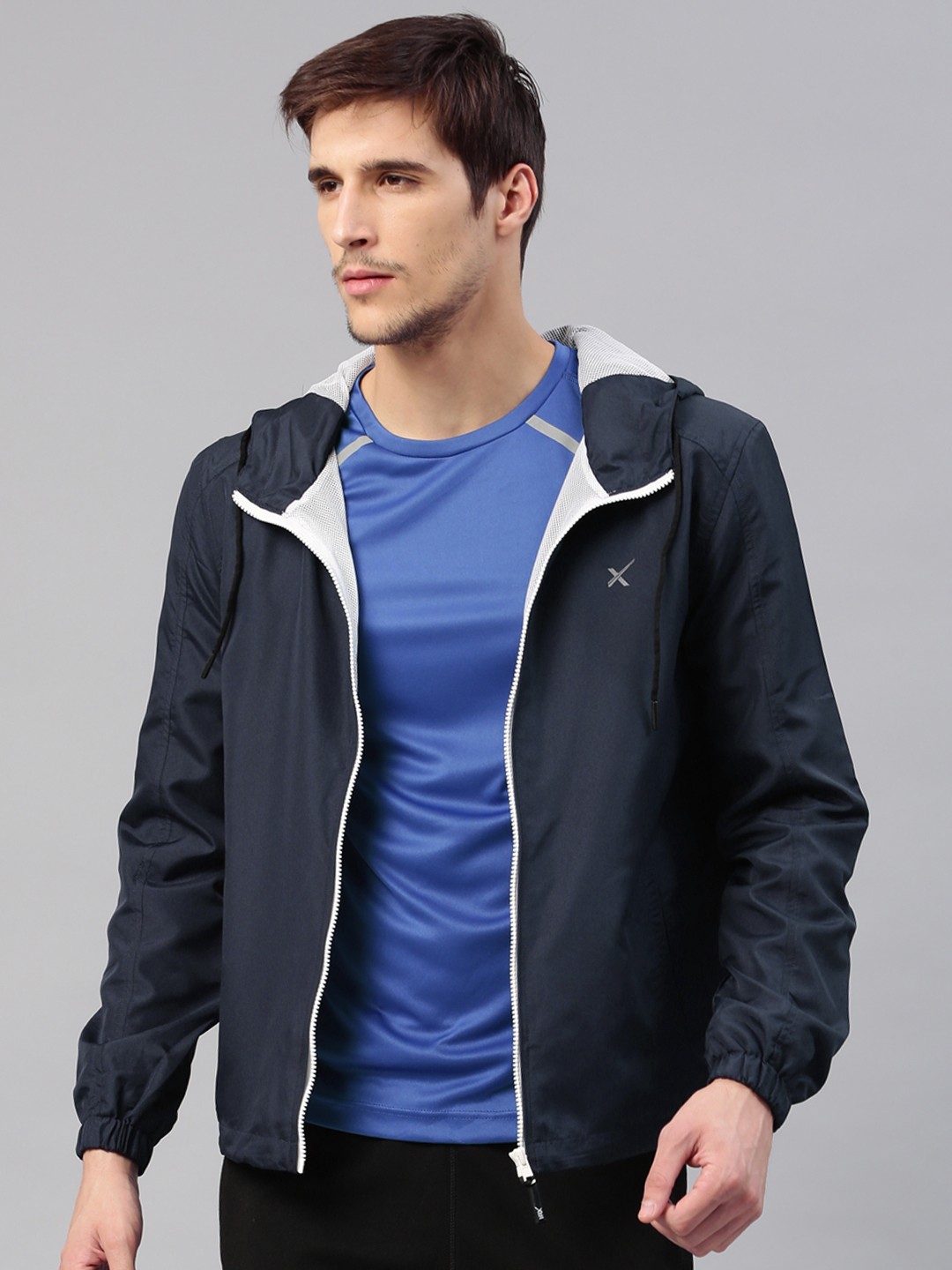 

HRX by Hrithik Roshan Men Navy Blue Solid Hooded Sporty Jacket