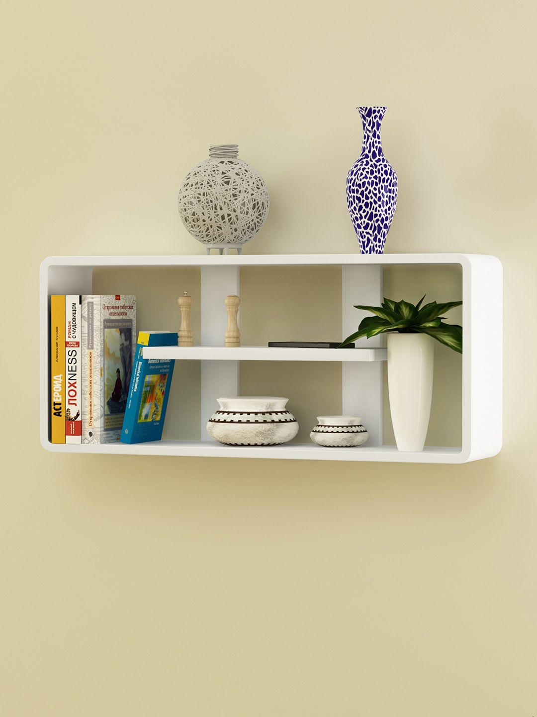 

Home Sparkle White Rectangular Wall Shelf