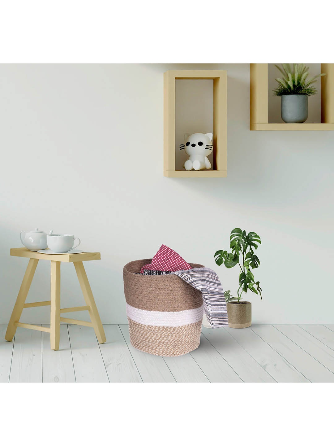 

ASTRID Beige & White Solid Fold-able Laundry Bag