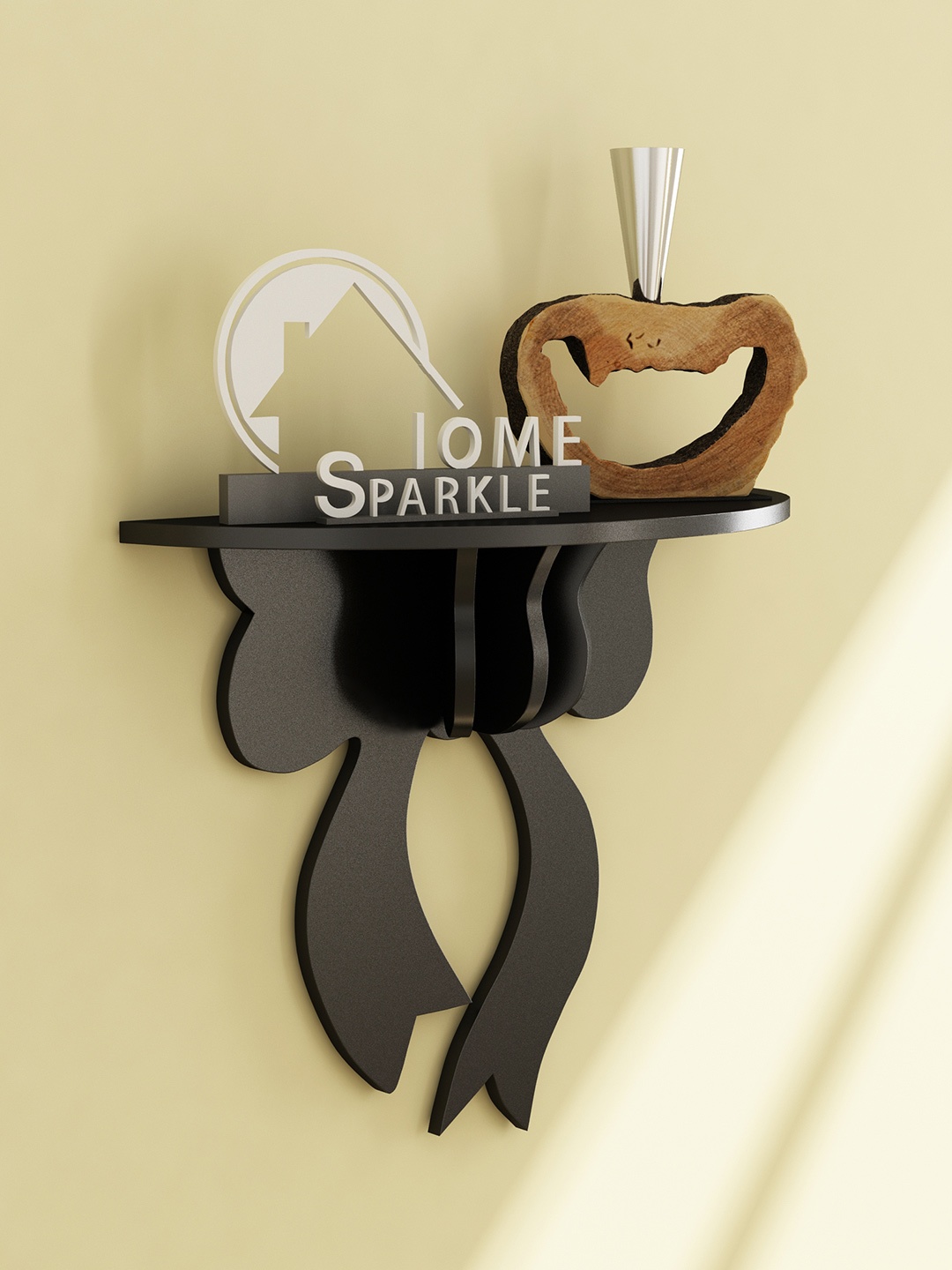 

Home Sparkle Black Carved Wall Shelf