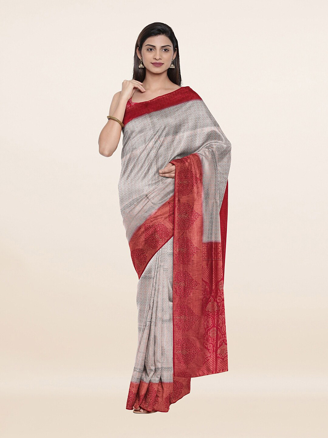 

Pothys Grey & Pink Woven Design Zari Art Silk Saree