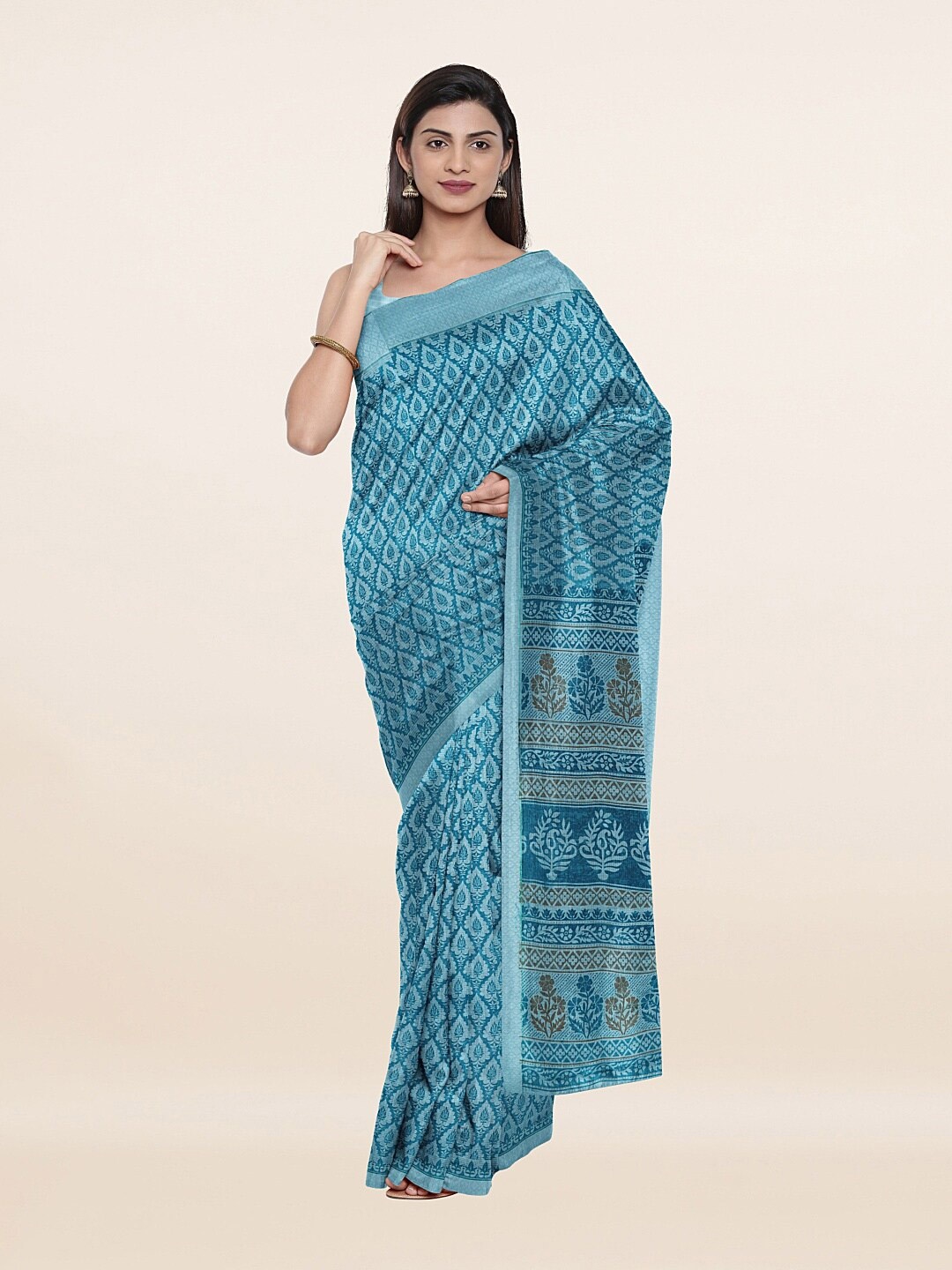 

Pothys Blue Ethnic Motifs Saree