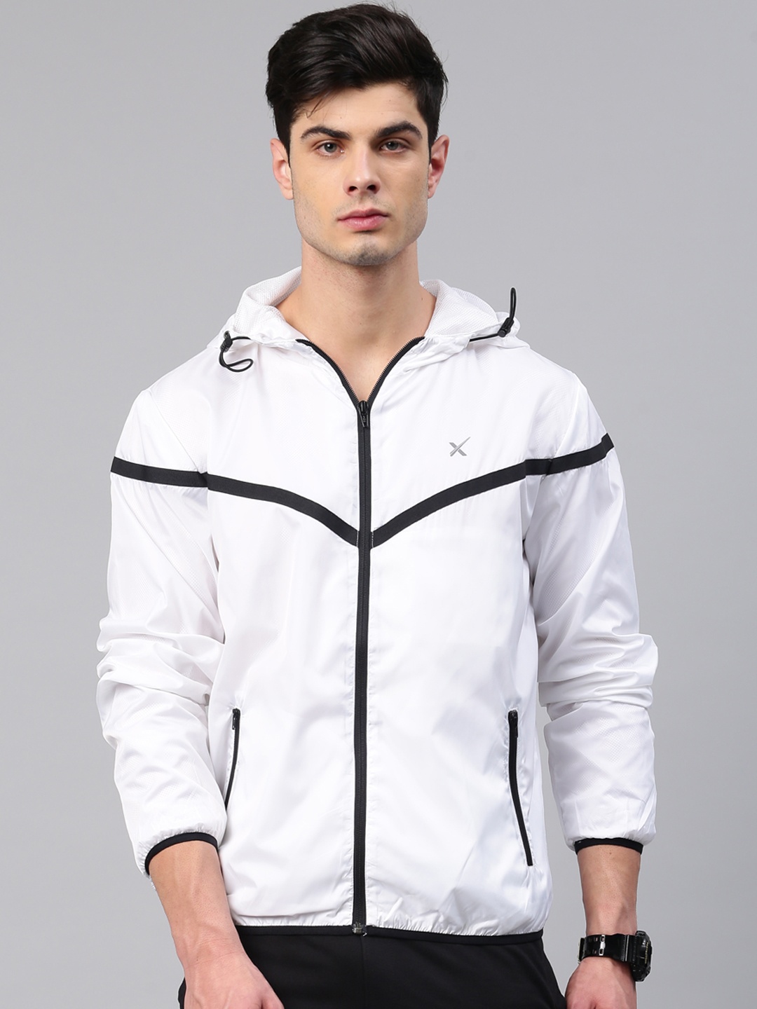 

HRX by Hrithik Roshan Men Off-White Solid Sporty Jacket