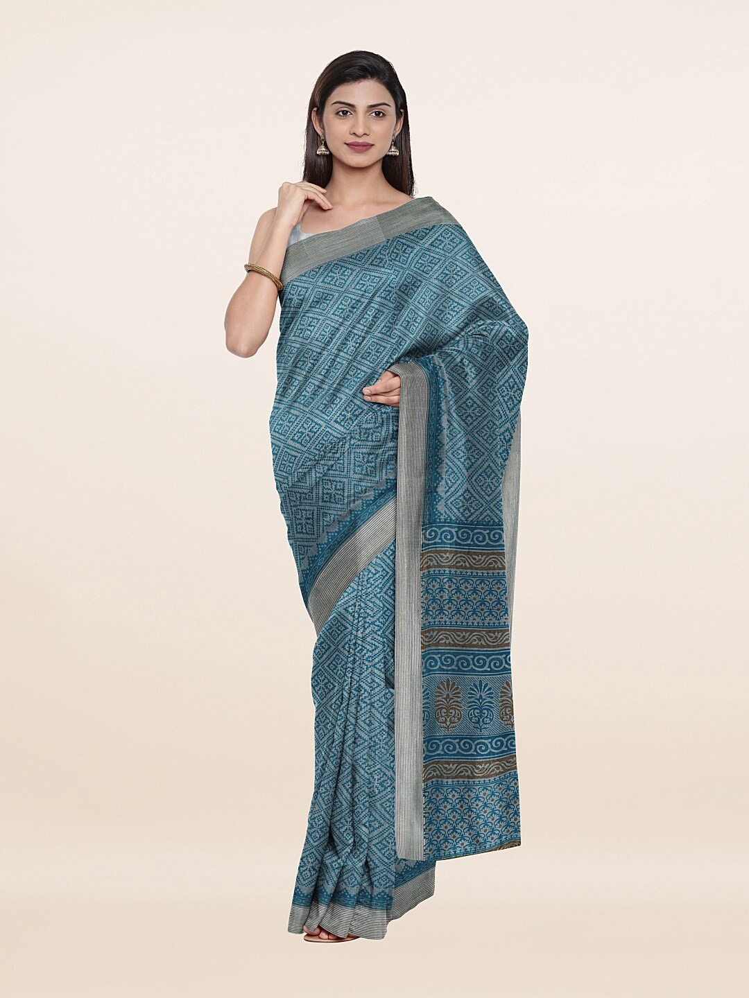 

Pothys Blue & Brown Saree