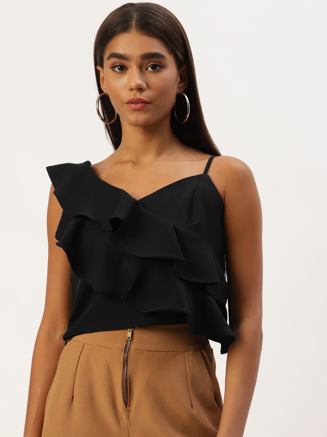 

LC Waikiki Black Ruffles Top