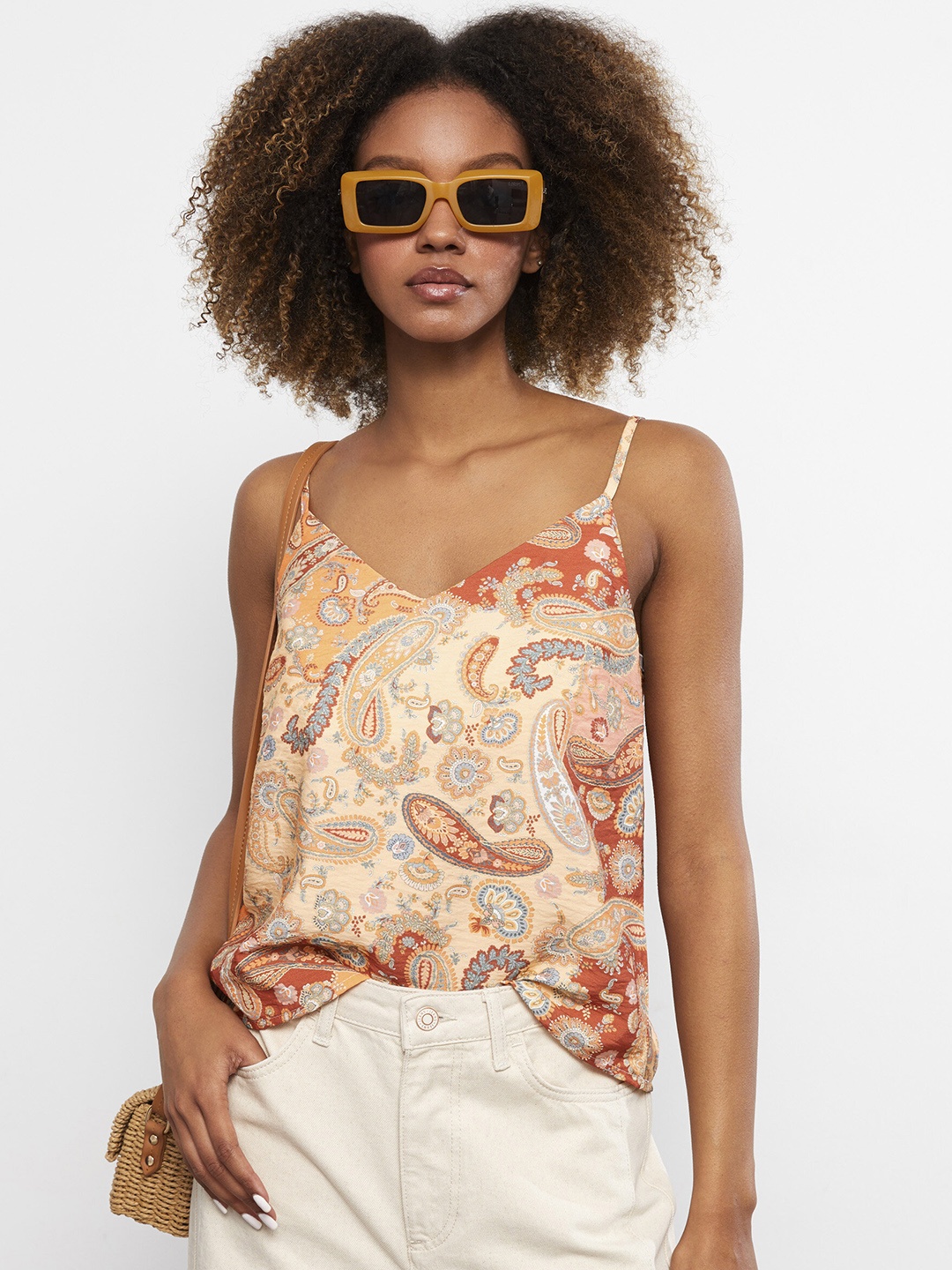 

LC Waikiki Beige & Brown Printed Top