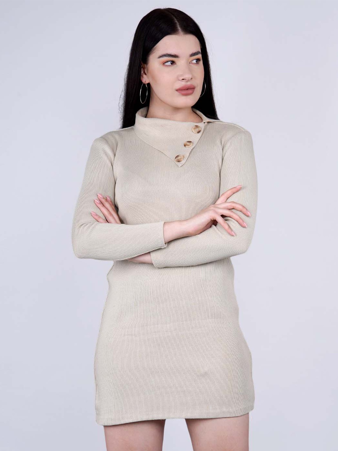 

SHABERRY Women Beige Bodycon Dress