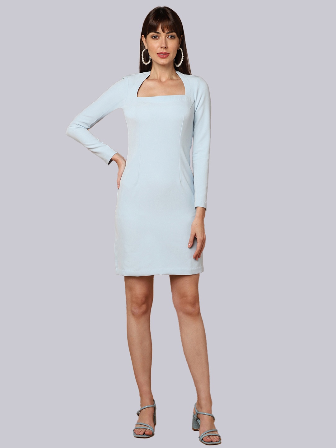 

SHABERRY Women Blue Solid Bodycon Dress