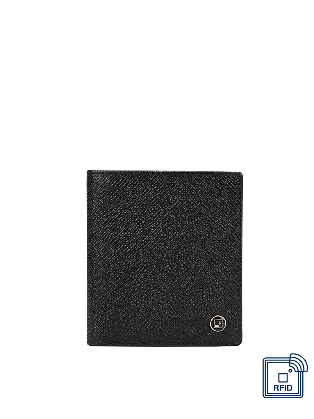 

Da Milano Men Black Textured Leather Two Fold Wallet