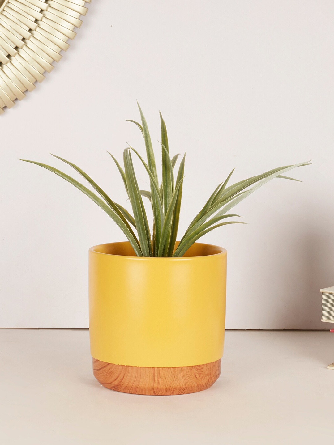 

HomeTown Mustard Colored Solid Ceramic Planters