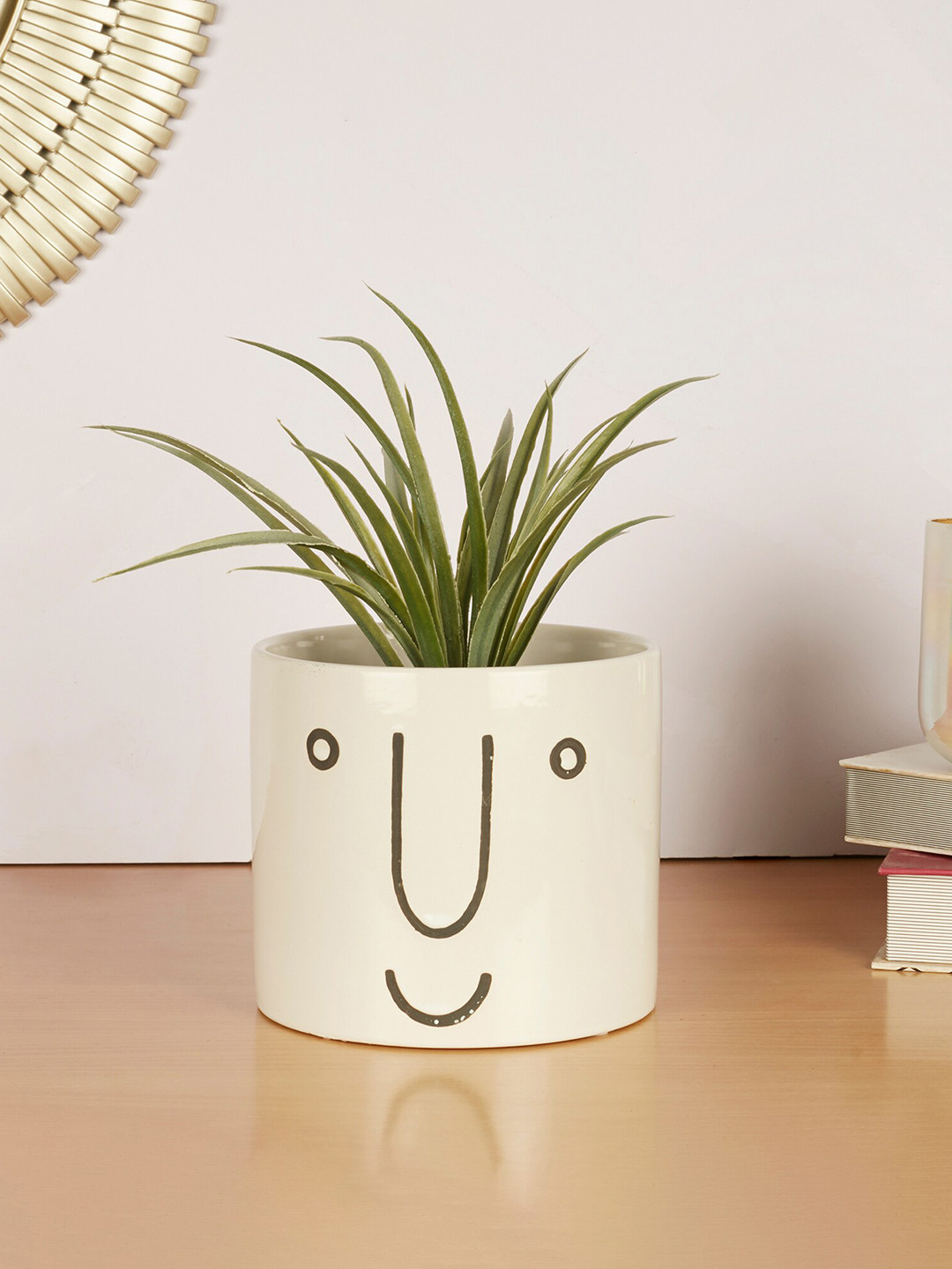 

HomeTown White Printed Ceramic Planter