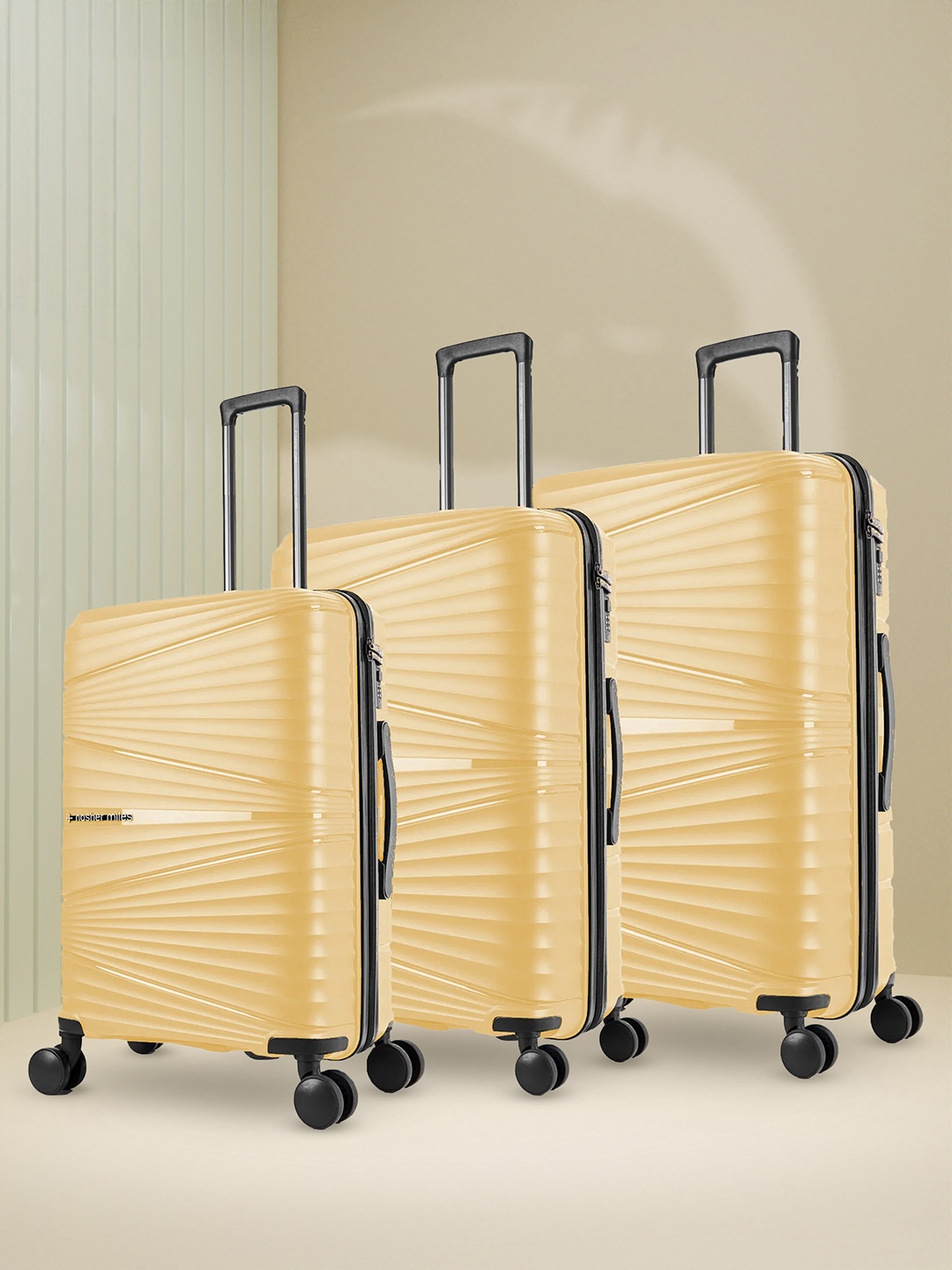 

Nasher Miles Set Of 3 Mumbai Solid Hard-Sided Trolley Bags, Yellow