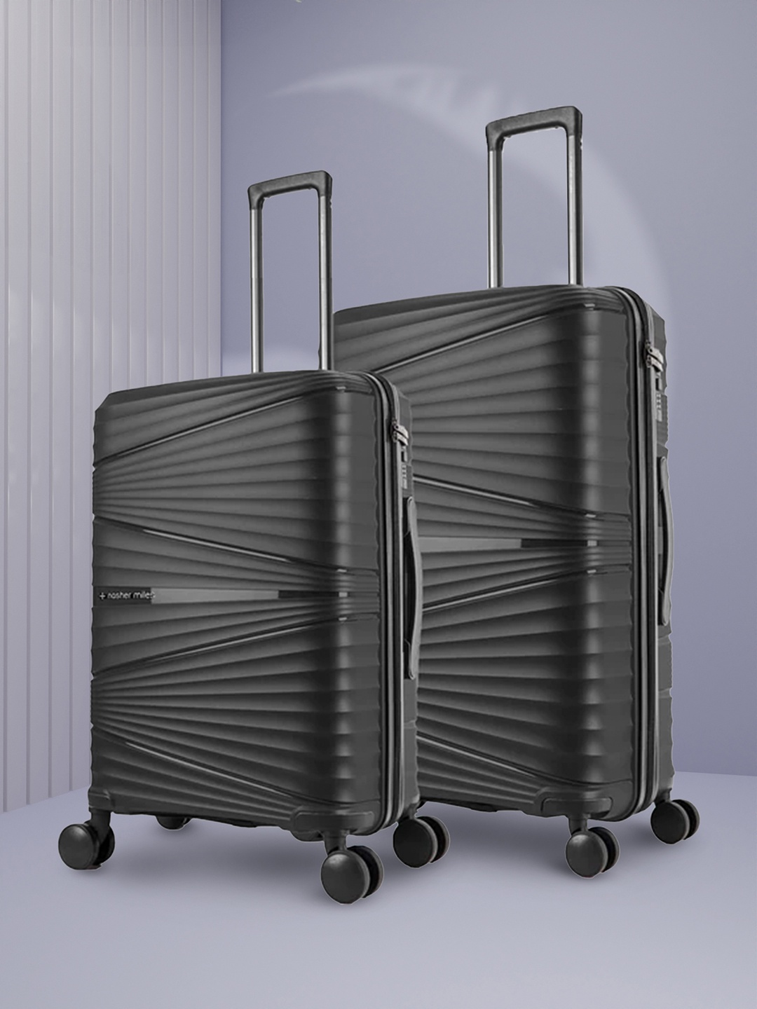 

Nasher Miles Set Of 2 Mumbai Solid Hard-Sided Medium Trolley Suitcase, Black