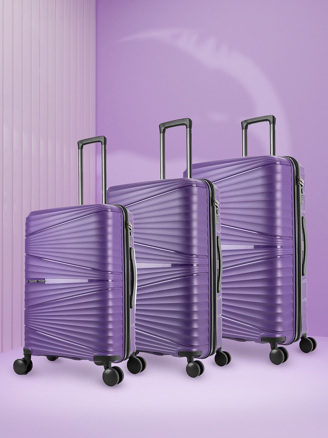 

Nasher Miles Set Of 3 Purple Solid Hard-Sided Trolley Bags