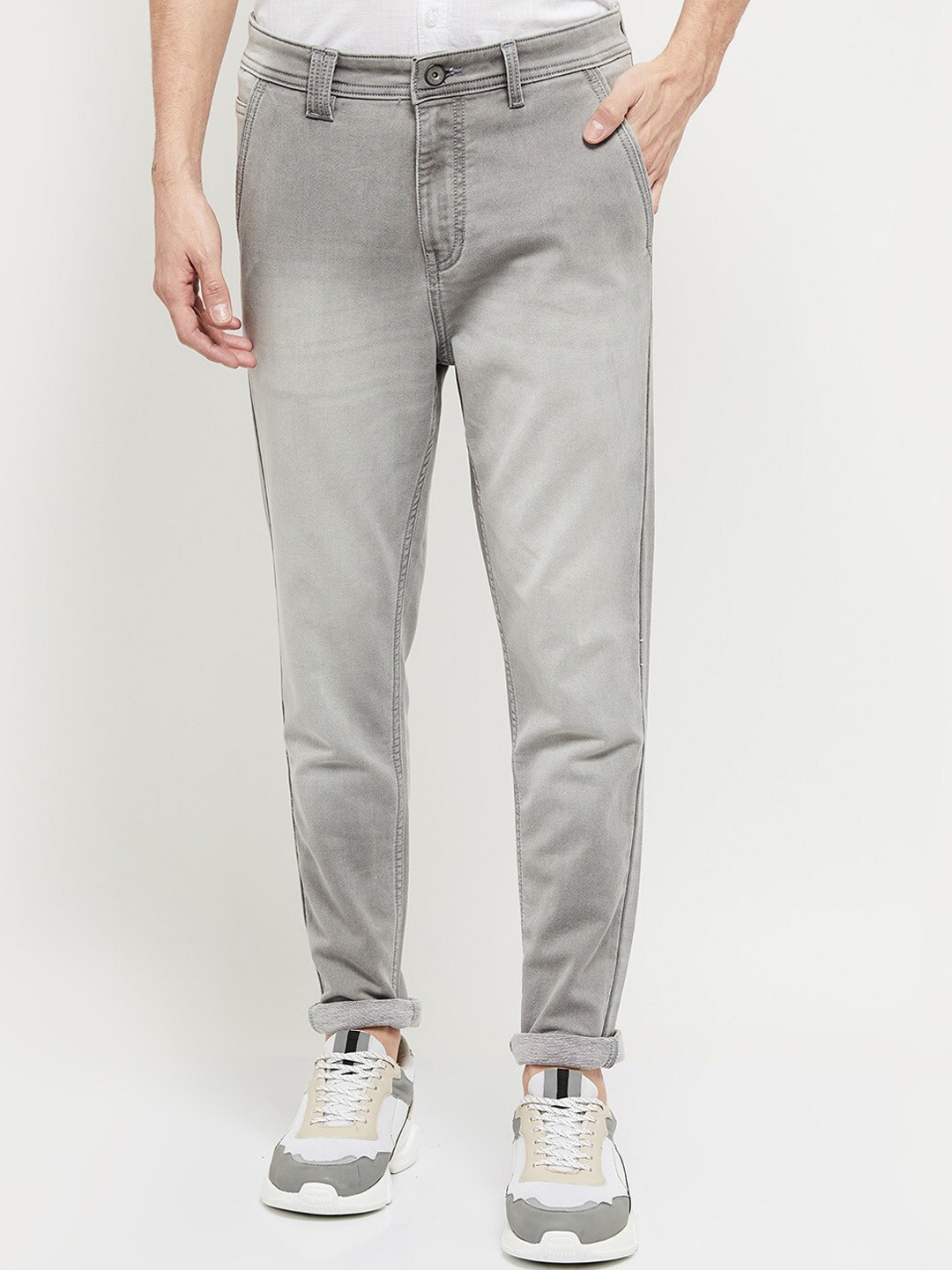 

max Men Grey Heavy Fade Stretchable Jeans
