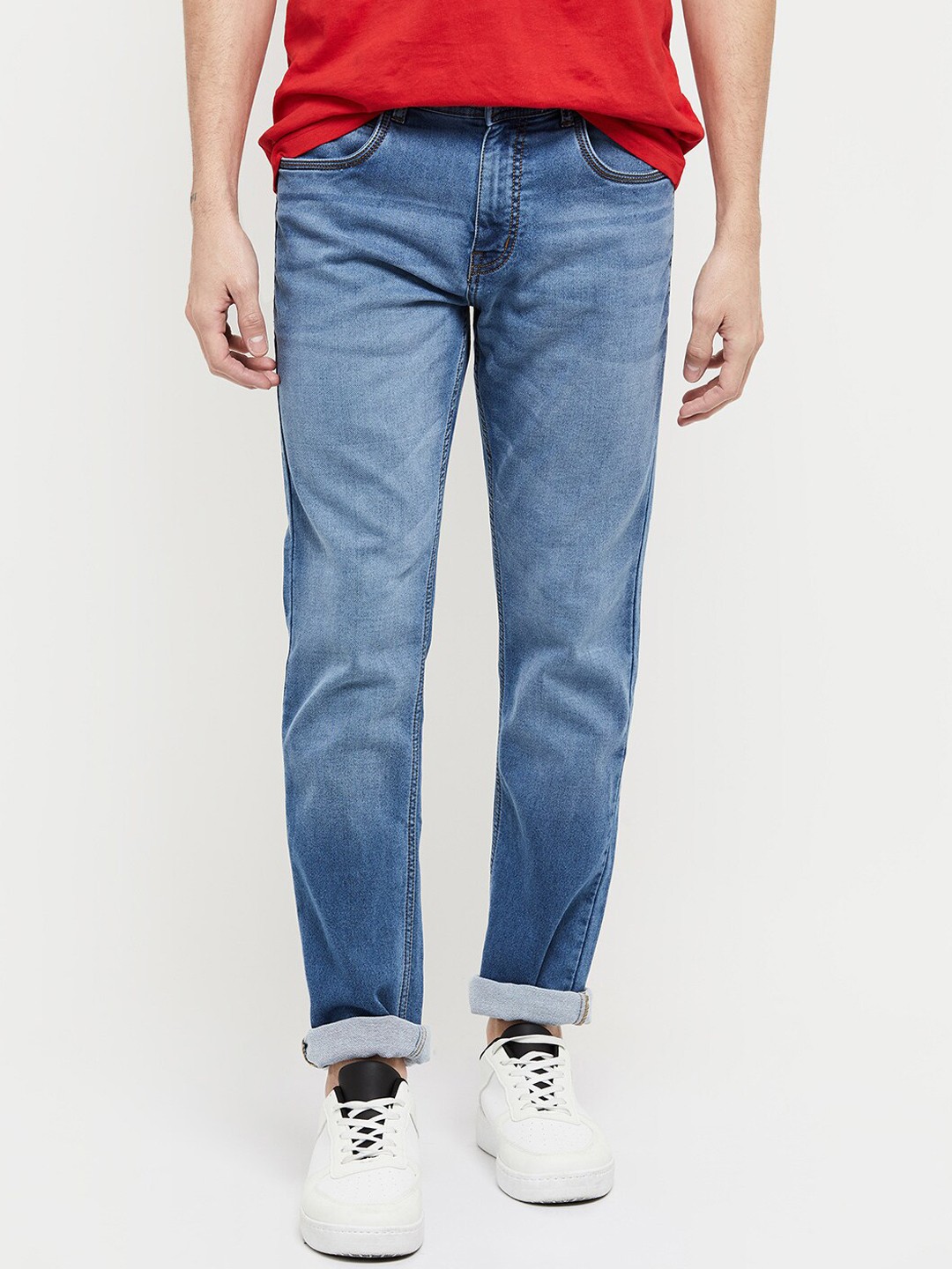 

max Men Blue Regular Fit Light Fade Jeans