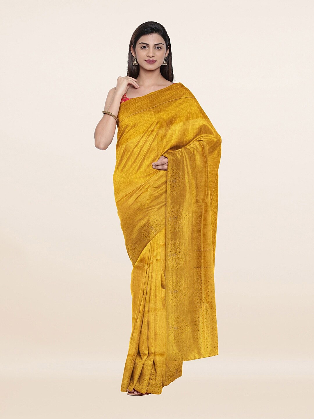 

Pothys Yellow Embellished Zari Art Silk Saree