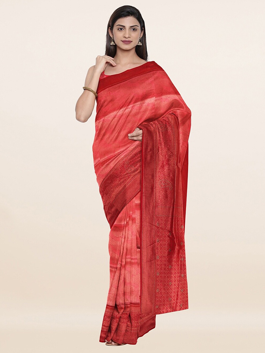 

Pothys Pink Ethnic Motifs Zari Art Silk Saree