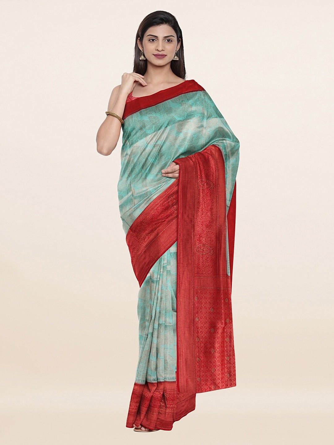

Pothys Blue & Red Woven Design Zari Art Silk Saree