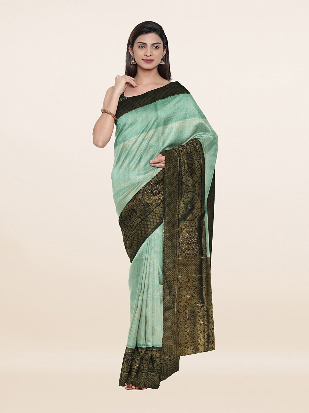 

Pothys Blue & Green Floral Zari Art Silk Saree