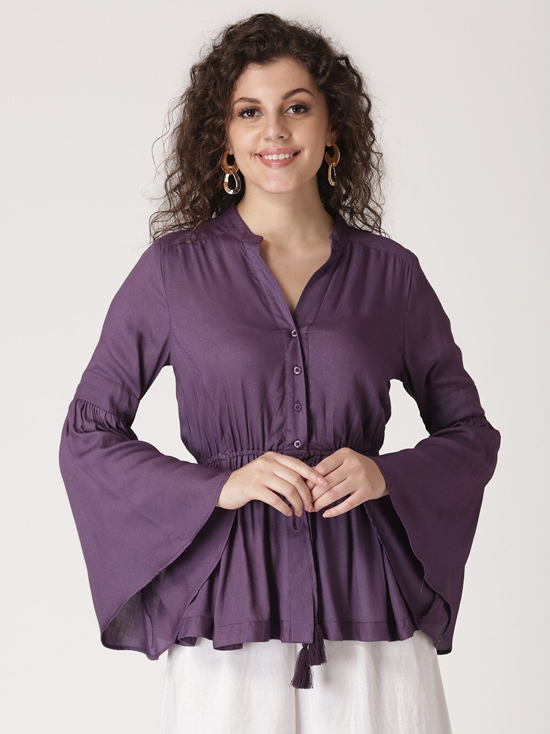 

DressBerry Women Purple Peplum Top