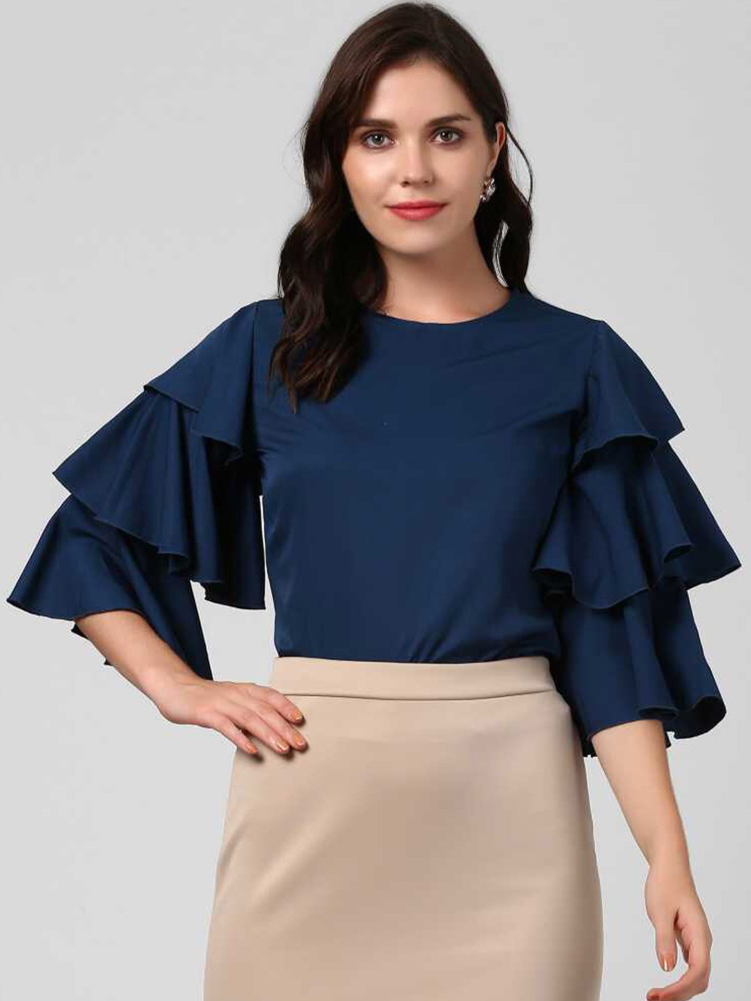 

DressBerry Blue Flutter Sleeves Top