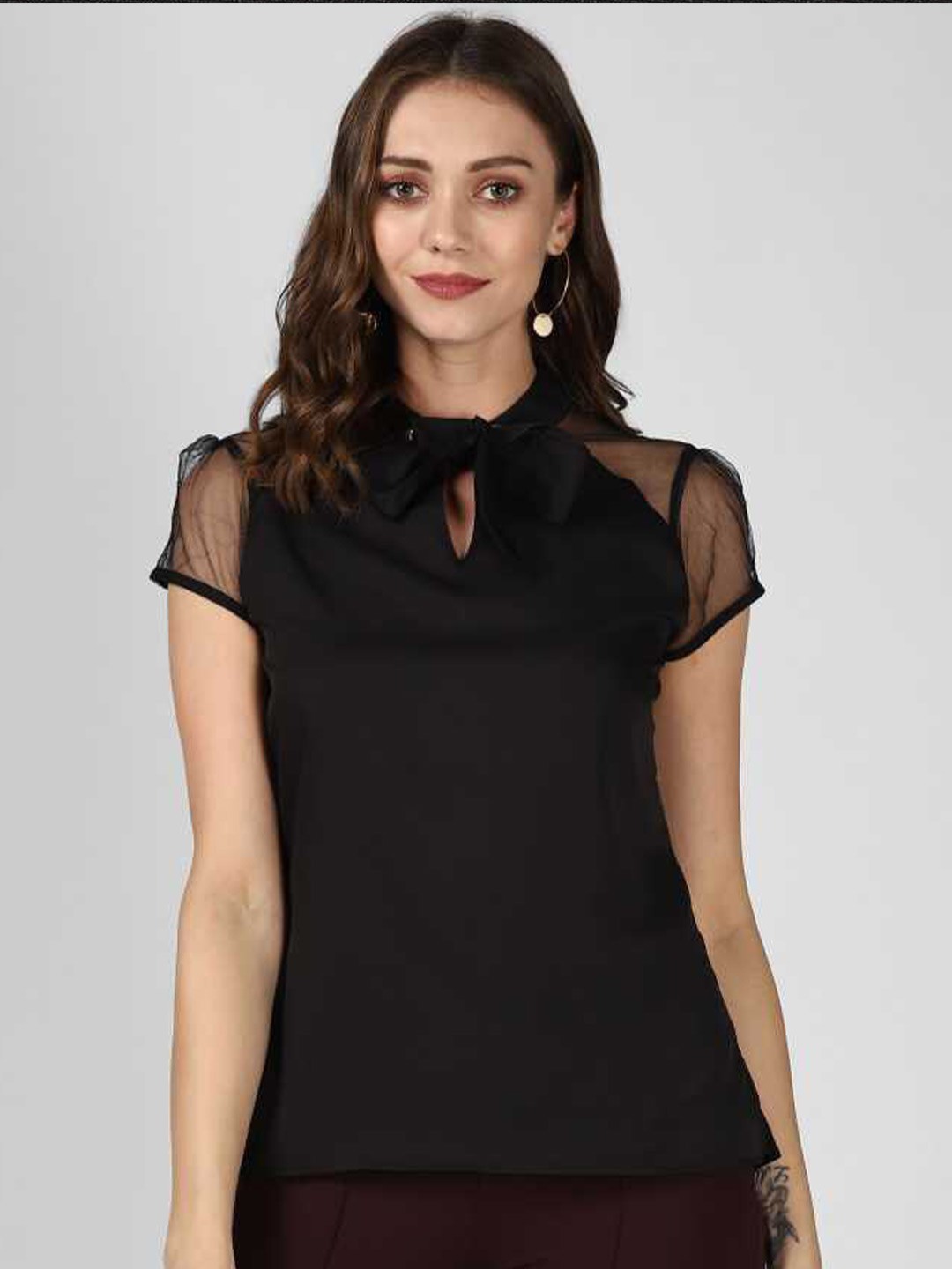 

DressBerry Black Keyhole Neck Top