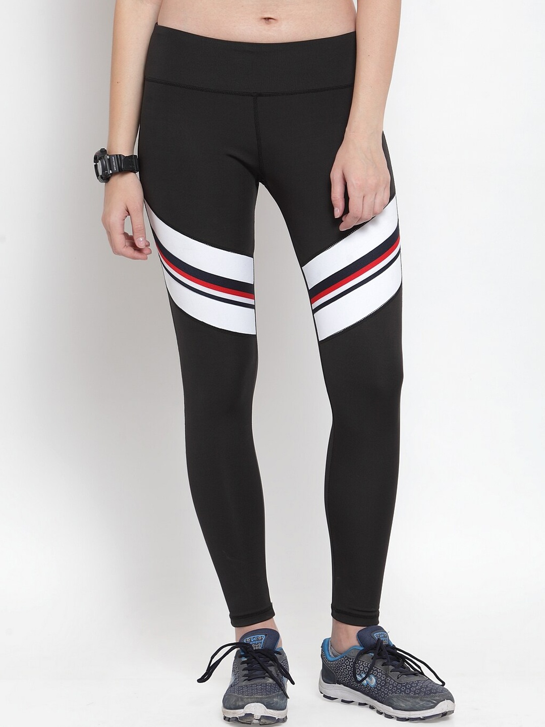 

Boston Club Women Black & White Colourblocked Tights